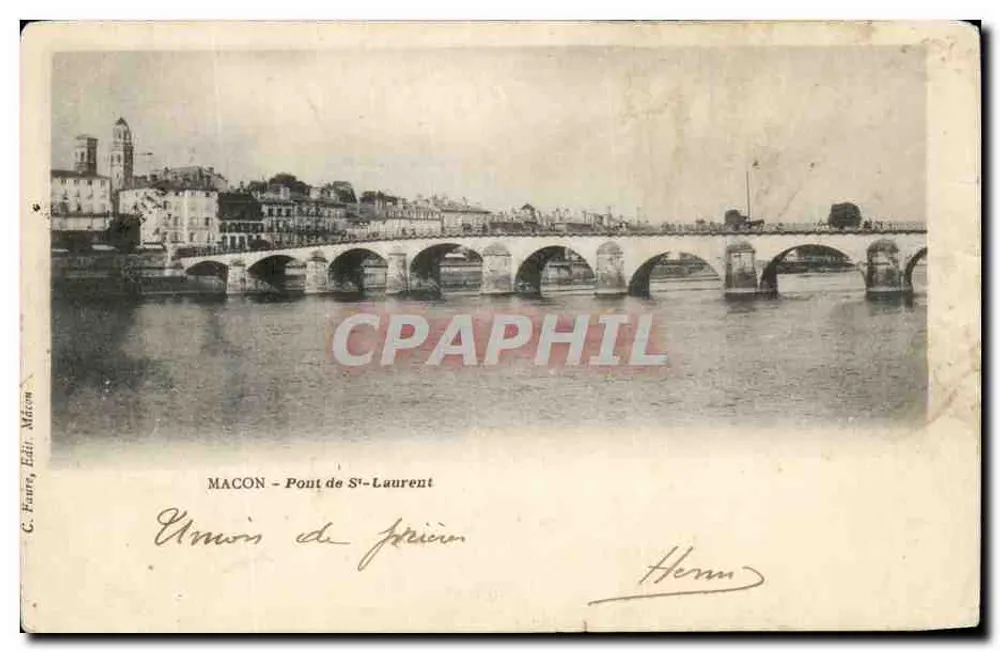 Macon - Pont de St-Laurent — C. Faure, Edição Mâcon - Frente