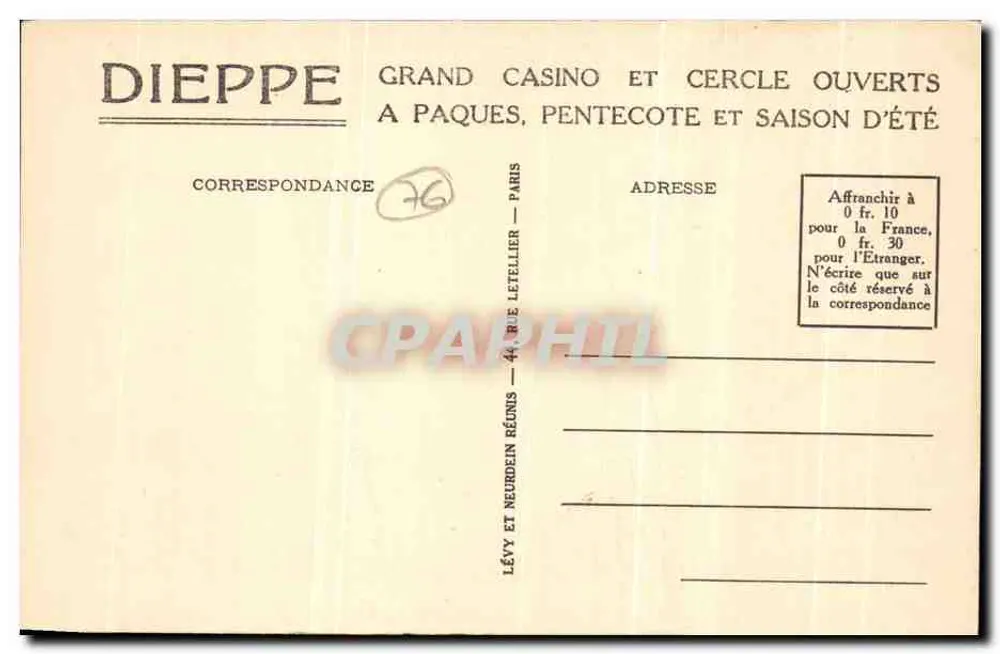 Dieppe — Das Casino und die Klippen — LL - Rückseite
