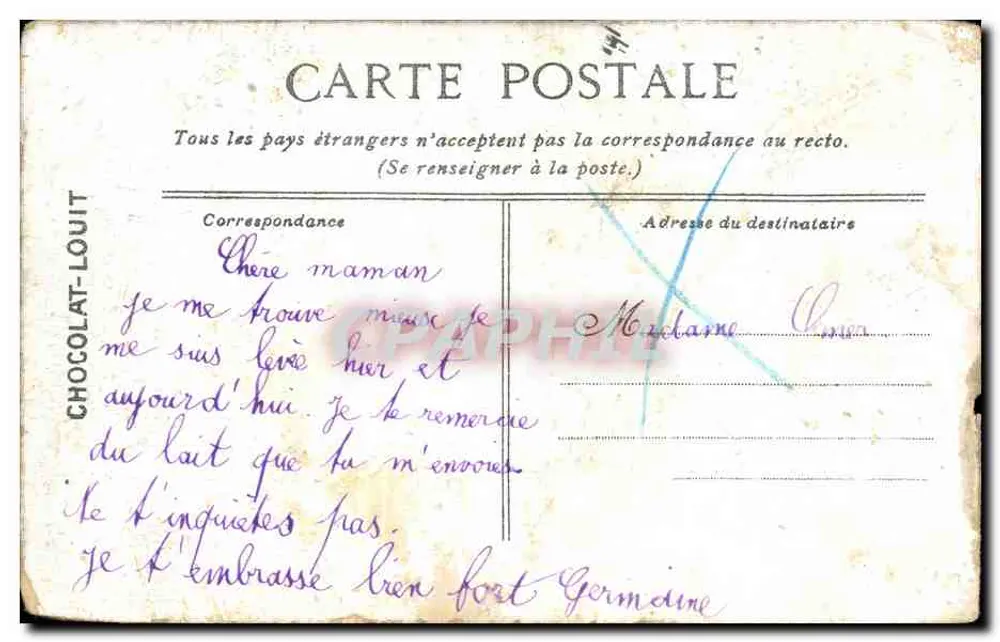 Palais de Versailles — Cabinet du Conseil — Édité pour le CHOCOLAT-LOUIT - Verso