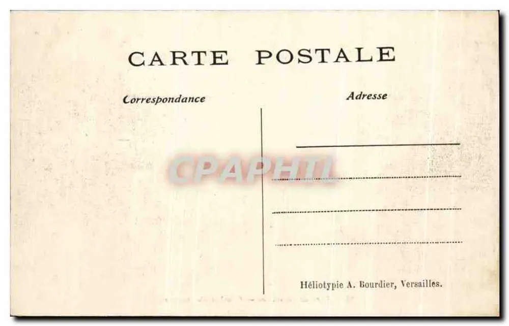 Parc de Versailles — Combate de animais — Héliotypie A. Bourdier, n° 289 - Verso