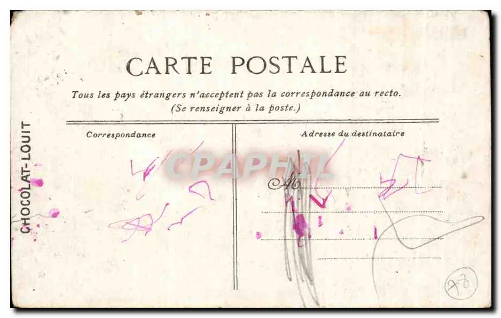 Park von Versailles — Bassin de Latone — Verlag für Chocolat-Louit - Rückseite