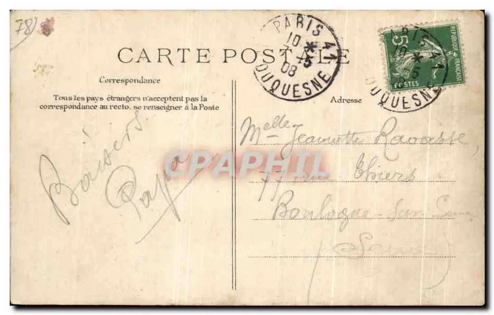 Versailles — O Palácio e a Capela — Éditeur E.F.D. n°4 - Verso