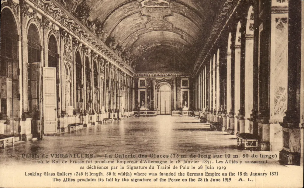 Schloss VERSAILLES — Die Galerie der Spiegel (73 m. lang und 10 m. 50 breit) — A. Laconie, Paris - Vorderseite