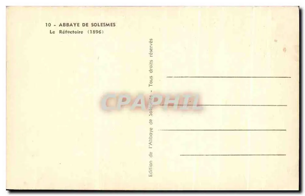 Abadia de Solesmes — O Refeitório (1896) — Edição da Abadia de Solesmes - Verso