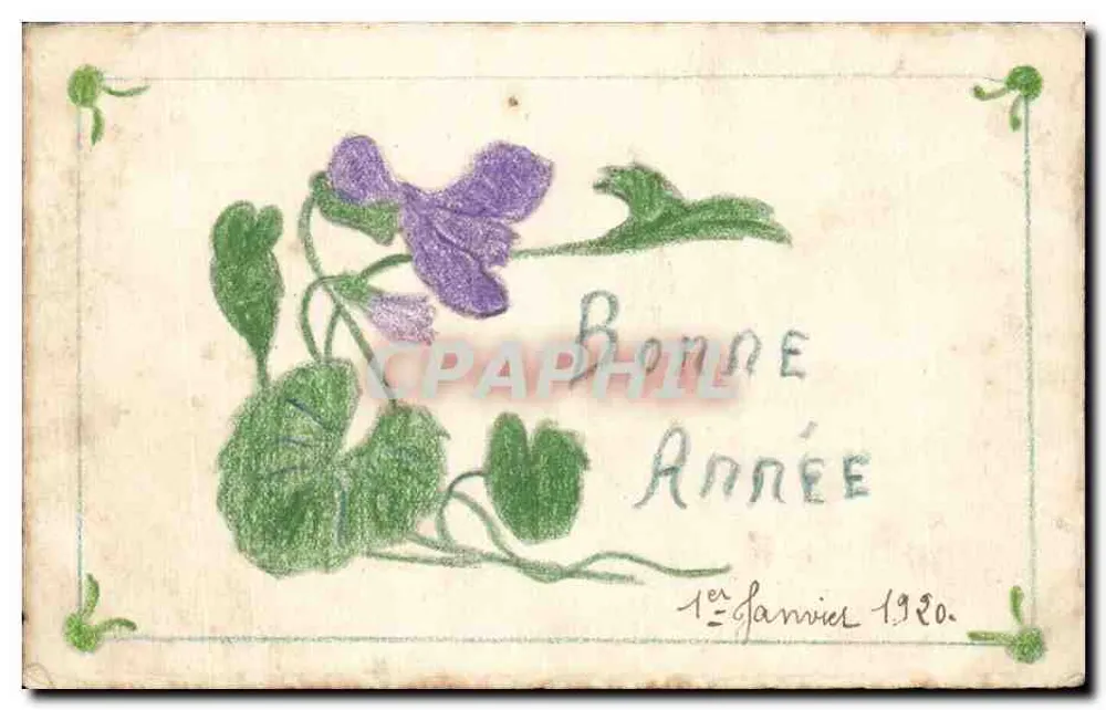 Violett — Frohe Neujahr 1920 — kein Verlag oder Seriennummer - Vorderseite