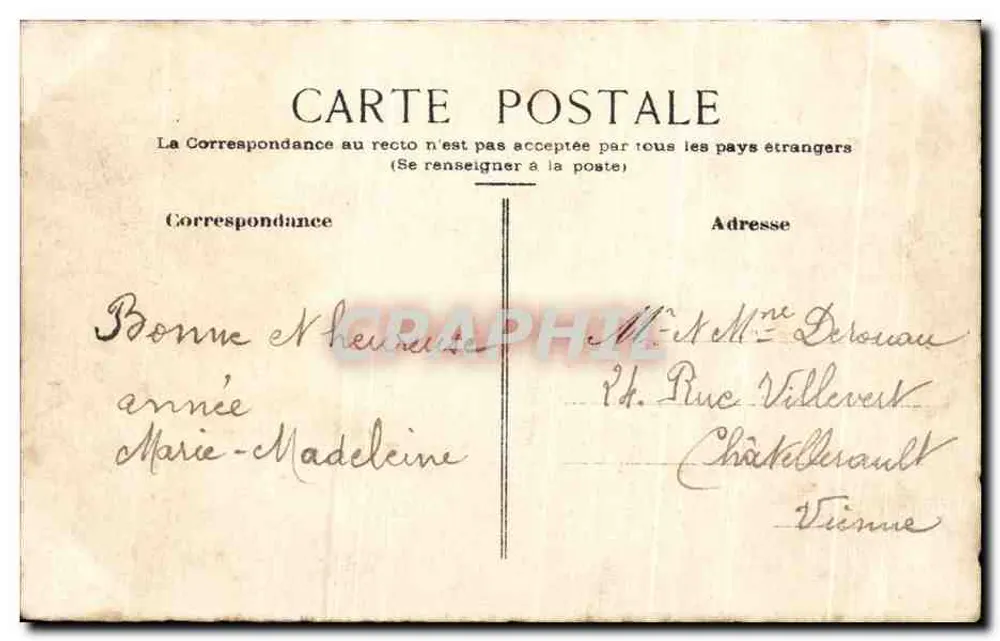 Violett — Frohe Neujahr 1920 — kein Verlag oder Seriennummer - Rückseite