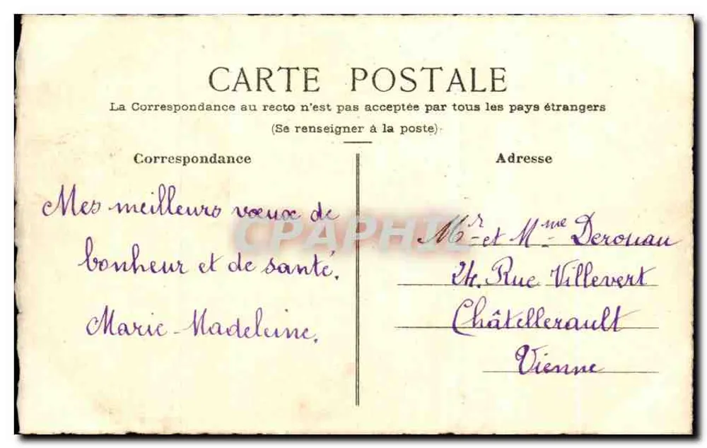 Frohe Neujahr — 1. Januar 1923 — handschriftlich mit Efeu - Rückseite