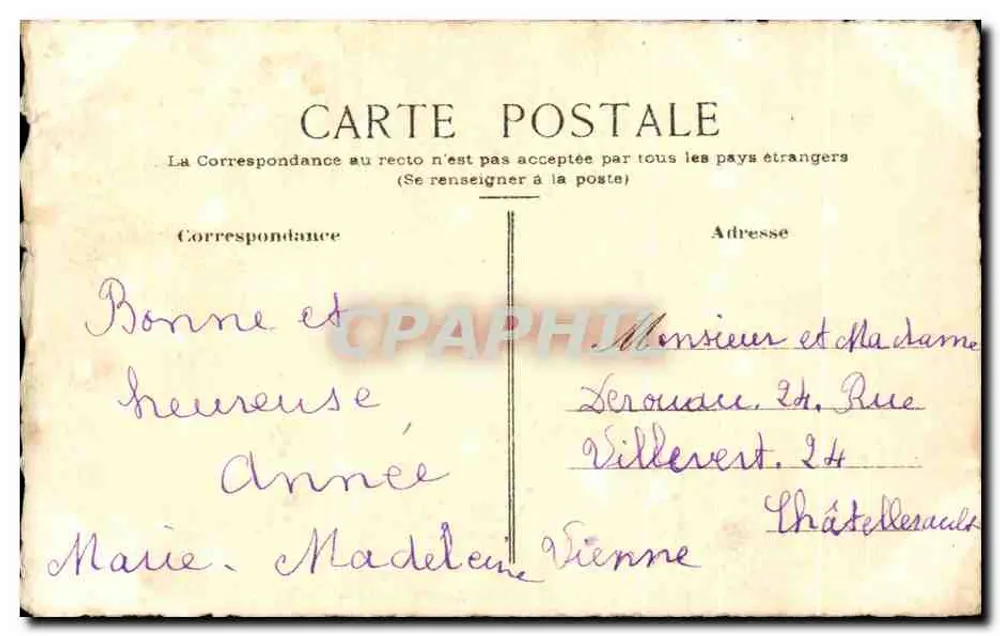 Frohes Neues Jahr — 1. Januar 1921 — in Kalk gezeichnet - Rückseite
