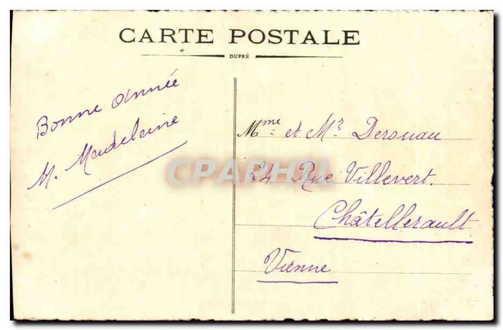 Kieferzweig — Frohe Neujahr — Postkarte Dupré - Rückseite