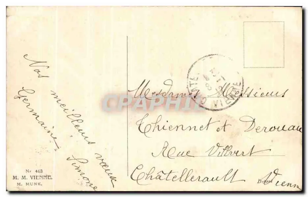 Junge Frau mit Blumen — Grußkarte — M. M. MUNK, Nr. 468 - Rückseite