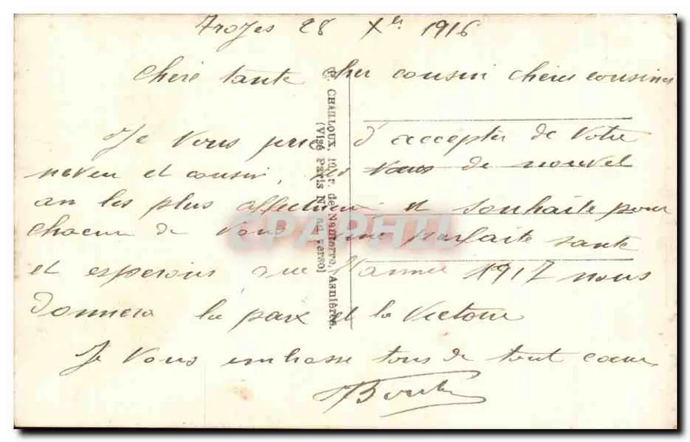 Soldado em uniforme — cartão de boas-vindas 'Melhor Ano' — Gloria, n° 2821 - Verso