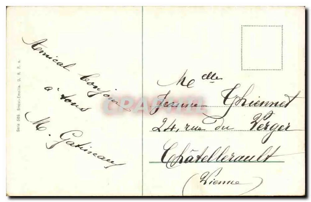 Frau in Theaterkleid — Verlag Broca-Emaille, Serie 589 - Rückseite