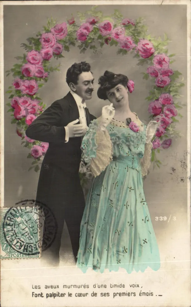 Liebendes Paar — Rosen — Verlag Leprêtre & Barbier, n° 339/3 - Vorderseite