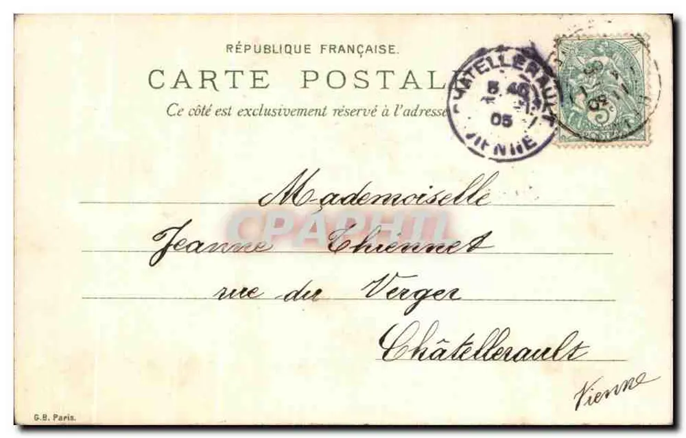 Frohe Neujahr — blaue Blumen — G.B. Paris - Rückseite