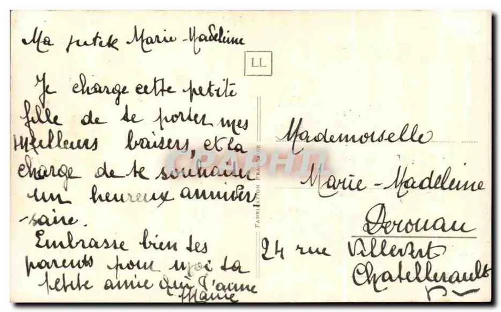Kleine Mädchen mit Katze — Verlag LL n°80 - Rückseite