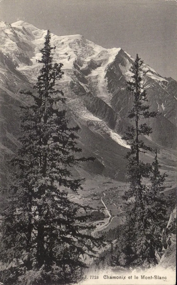 Chamonix e o Monte-Blanco — vista panorâmica — J. 7728 - Frente