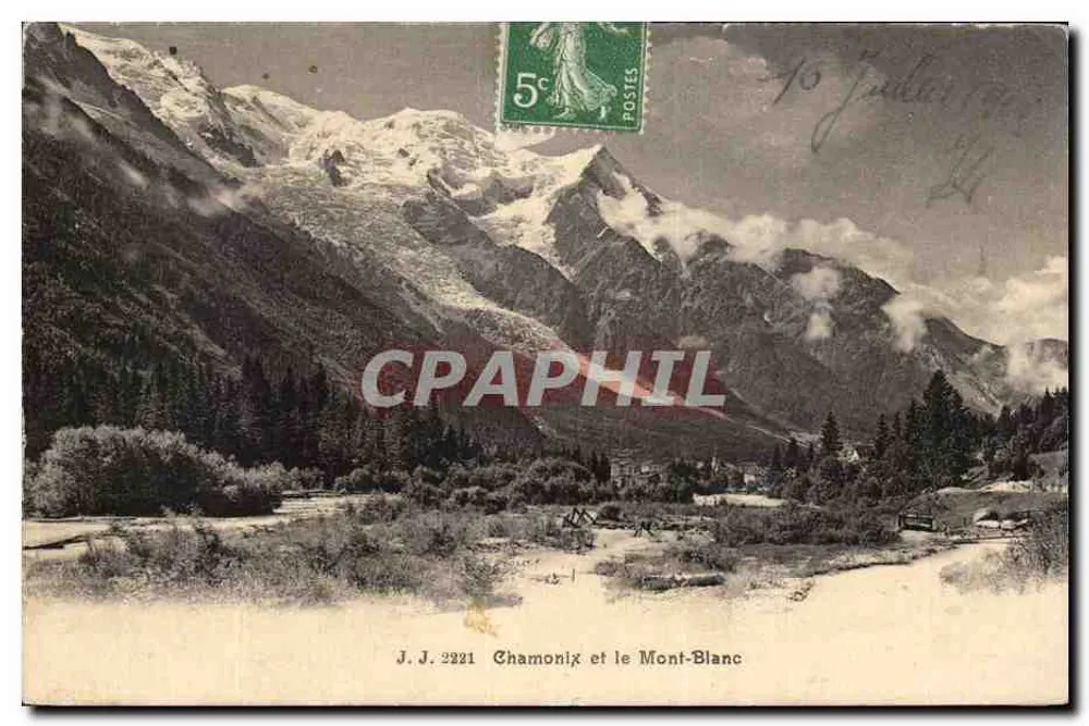 Chamonix e o Monte Branco — J. J. 2221 — Jullien frères, Genebra - Frente