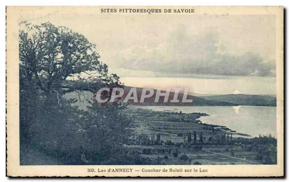 See von Annecy — Sonnenuntergang am See — Pittoresque Sites de Savoie, Nr. 302 - Vorderseite