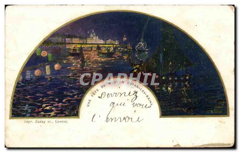 Festa noturna em Evian-les-Bains — Impr. Saadag sc., Genève - Frente