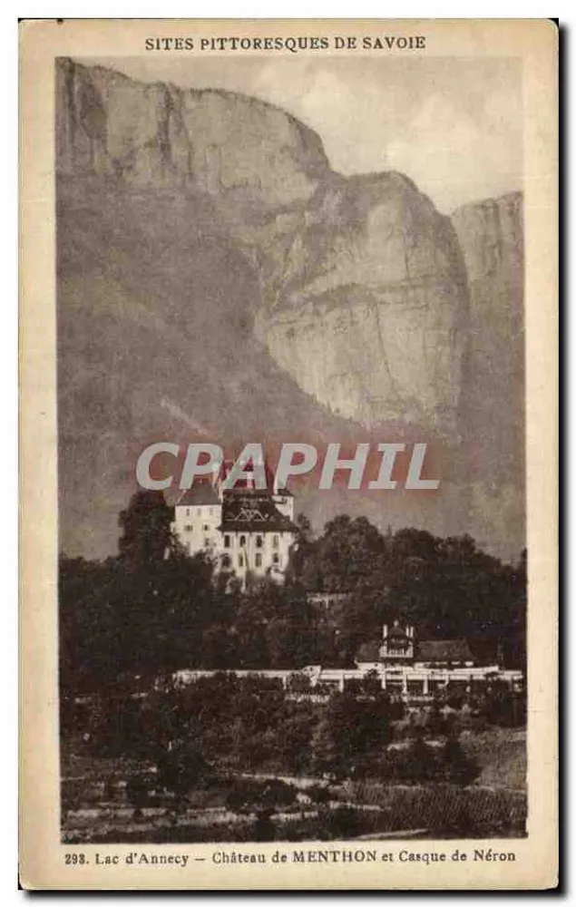See Annecy — Schloss Menthon und Casque de Néron — pittoreske Orte der Savoie - Vorderseite