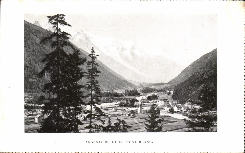 Argentière en de Mont-Blanc — panoramische uitzicht — onbekende uitgever - Voorkant