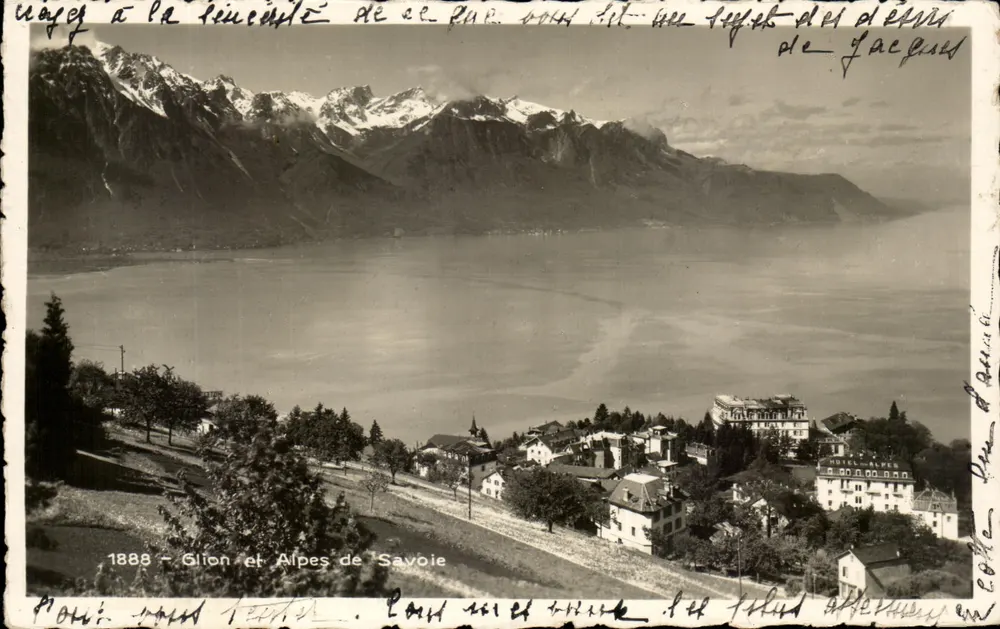 Glion e Alpes da Saboia — 1888 — Editor: Sociedade Gráfica Neuchâtel - Frente