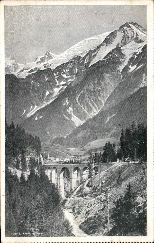 Ponte de Saint-Marie - Mont Blanc — vista panorâmica com o Mont Blanc no fundo — editor Saino, n° 3280 - Frente