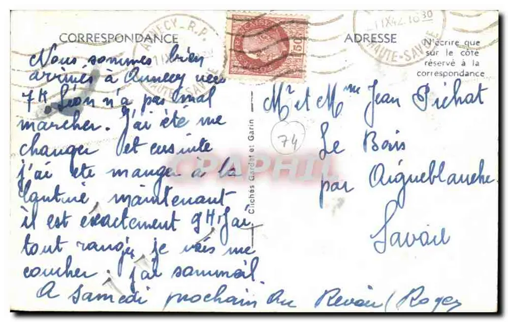 Annecy — O Canal do Thieou — Edições Clichés Gardet et Garin, n°1107 - Verso