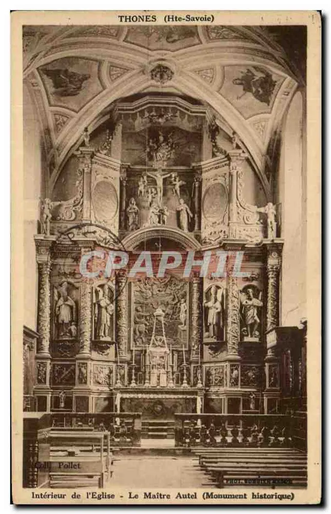 Thônes (Alta Saboya) — Interior de la iglesia - El Altar Mayor (Monumento histórico) — Editor Pollet - Anverso