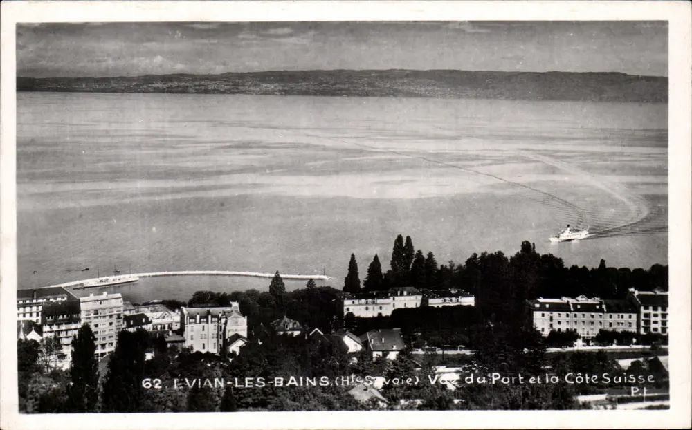 ÉVIAN-LES-BAINS (H.les voie) Ansicht des Hafens und der Schweizer Küste — P.1 - Vorderseite