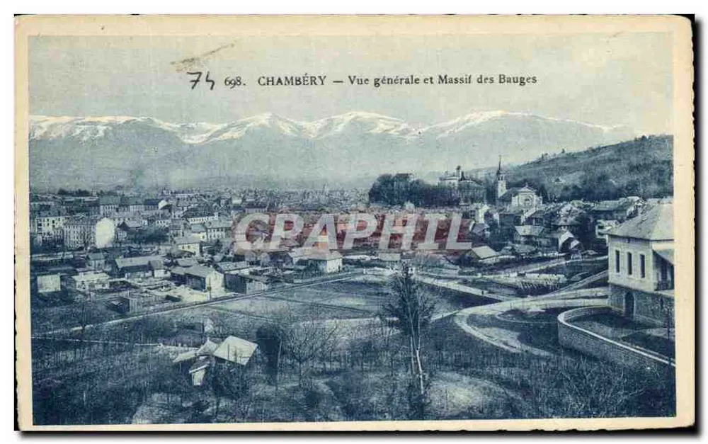 Chambéry — Allgemeine Ansicht und Massif des Bauges — F. de Migeon, Verlag Chambéry - Vorderseite