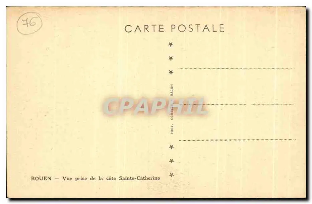 Rouen — Ansicht vom Ufer der Sainte-Catherine — Phot. Combet-Macon - Rückseite