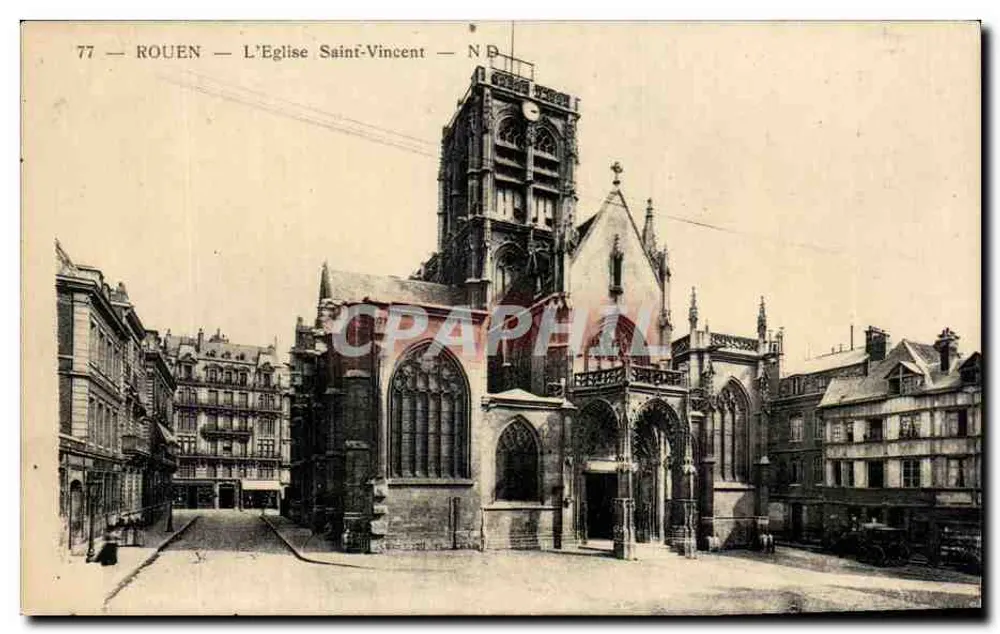 Rouen — A Igreja de São Vicente — N.B. — N°77 - Frente