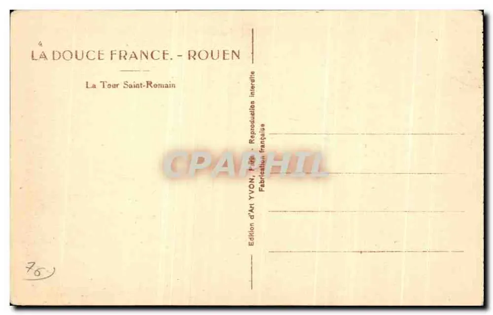 La Tour Saint-Romain — Rouen — Kunstausgabe YVON - Rückseite