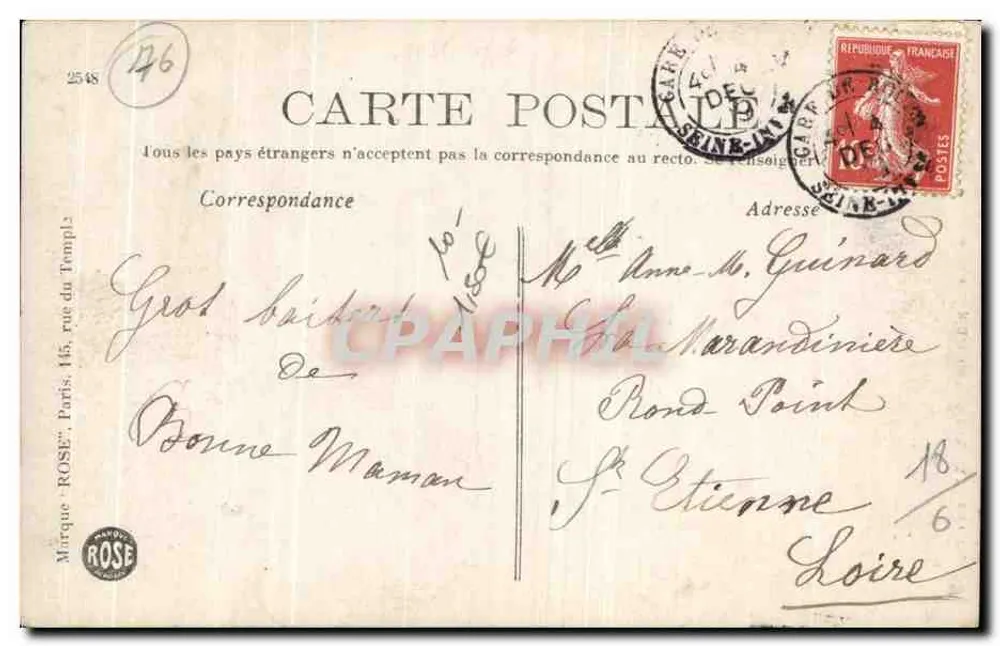 Rouen — O Palácio de Justiça (século XV) — Marca ROSE n°2548 - Verso