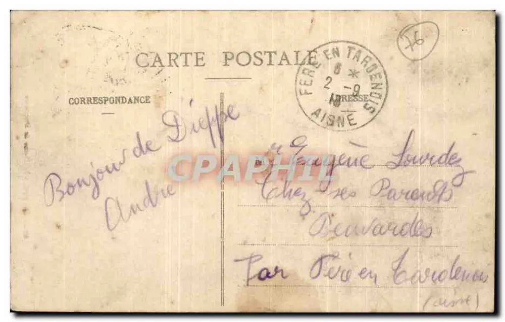 Dieppe - A Estátua de Duquesne — editor Bellembos, n° 610 - Verso