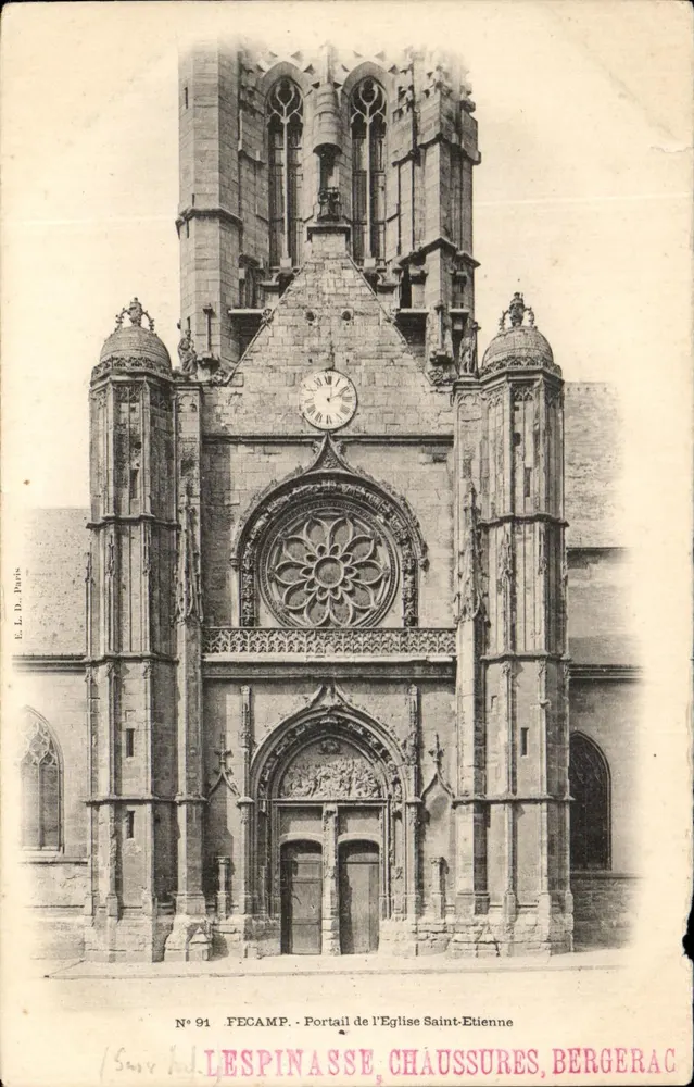 Portail de l'Église Saint-Étienne — Châussures, Bergerac — Éditeur E.L.D. Paris, n° 91 - Vorderseite