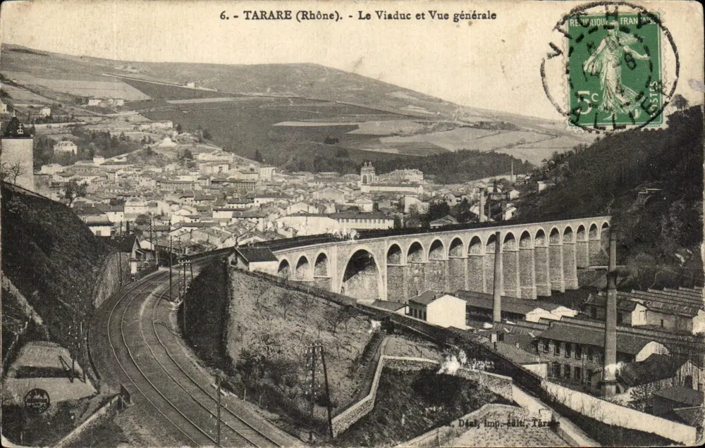 Tarare (Rhône) — O Viaduto e Vista geral — D'Ank, Imp. - Tarare - Frente