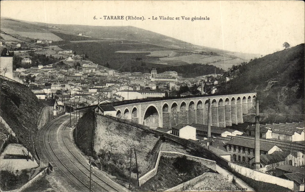 Tarare (Rhône) — Il Viadotto e Vista generale — At. Dealet & Cie, impr. edit. Tarare - Recto