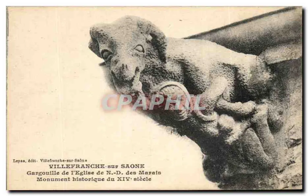 Gargouille de l'église de N.-D. des Marais — Villefranche-sur-Saône — édit. Lepas - Recto