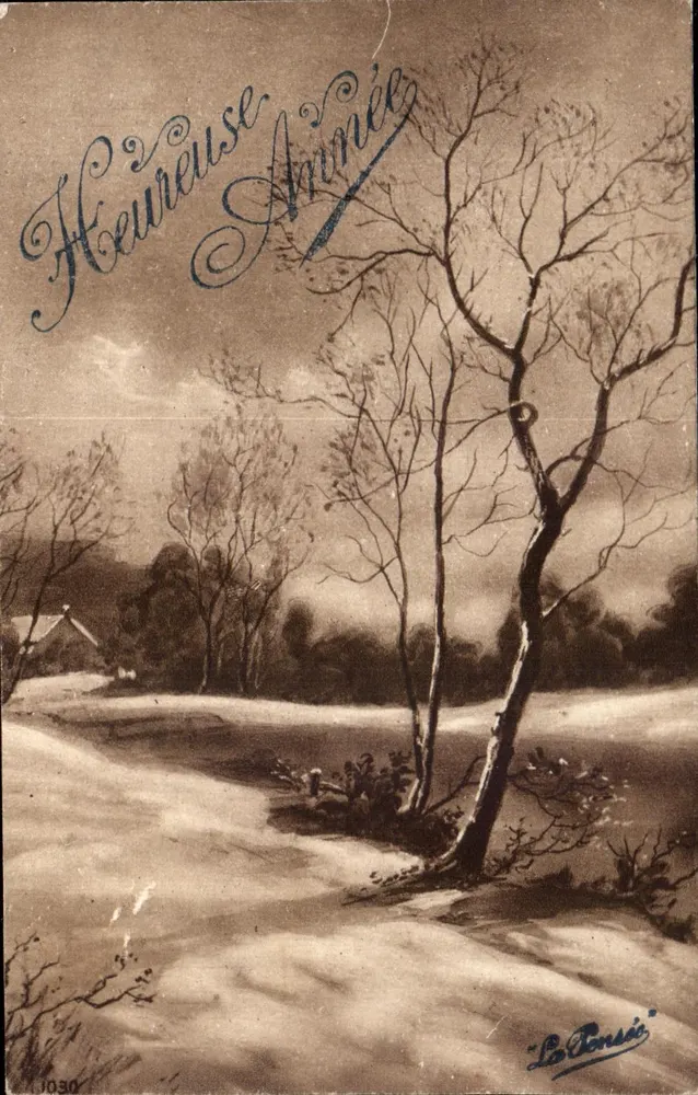 Paisagem invernal — 'Feliz Ano' — 'La Bonnée' n°1030 - Frente