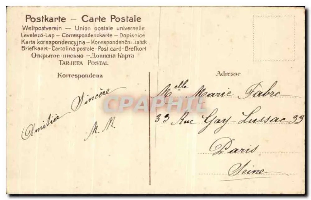 Flores de pensamento coloridas — editor Union postale universelle - Verso