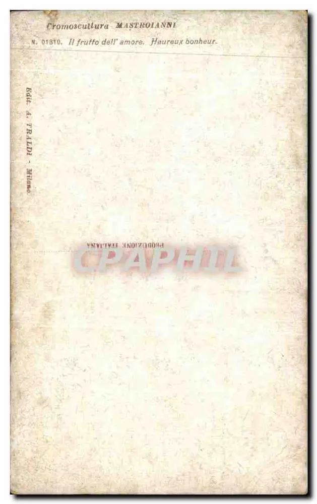 Landwirtsfamilie inmitten von Weizenähren — ländliches Szenario — Verleger MASTROIANNI, n° 01310 - Rückseite