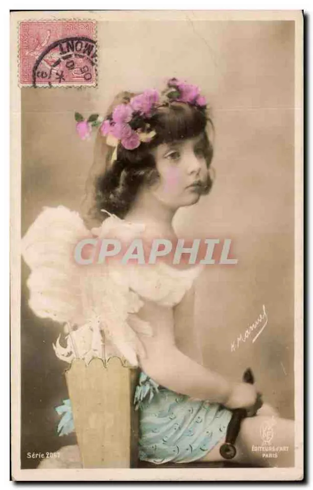 Fée — jeune fille en costume de fée avec ailes et couronne de fleurs — Éditeur H. M. Mannuel, Paris, Série 2067 - Vorderseite