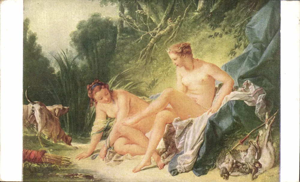 Diane, die aus dem Bad tritt, mit einer ihrer Gefährtinnen — François Boucher (1703-1770) — Musée du Louvre, Paris - Vorderseite