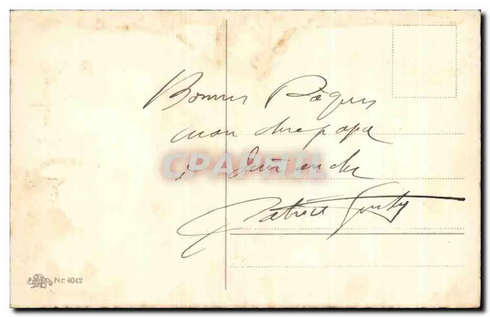 Osterkorb — Buntierte Eier, Rosen und Violette — Verlag Nr. 4042 - Rückseite