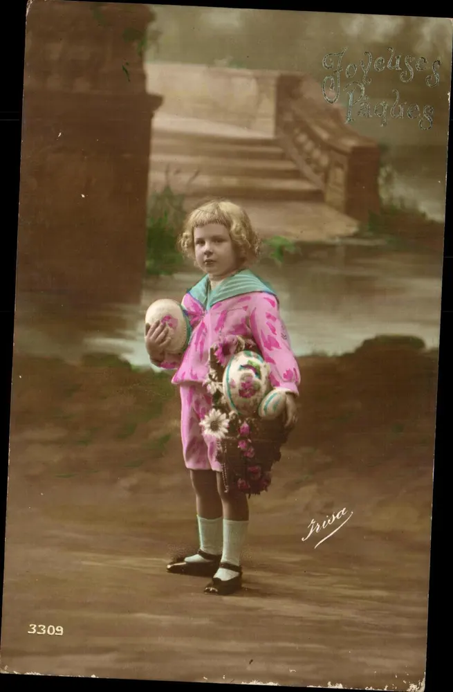 Mädchen mit Ostereiern — Frohe Ostern — Irisa, n° 3309 - Vorderseite