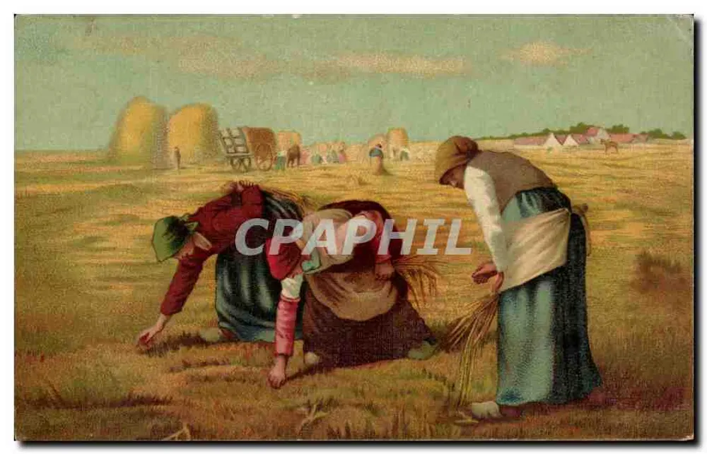 Zbieranie pszenicy — Scena wiejska — Wydawca nieznany - Awers