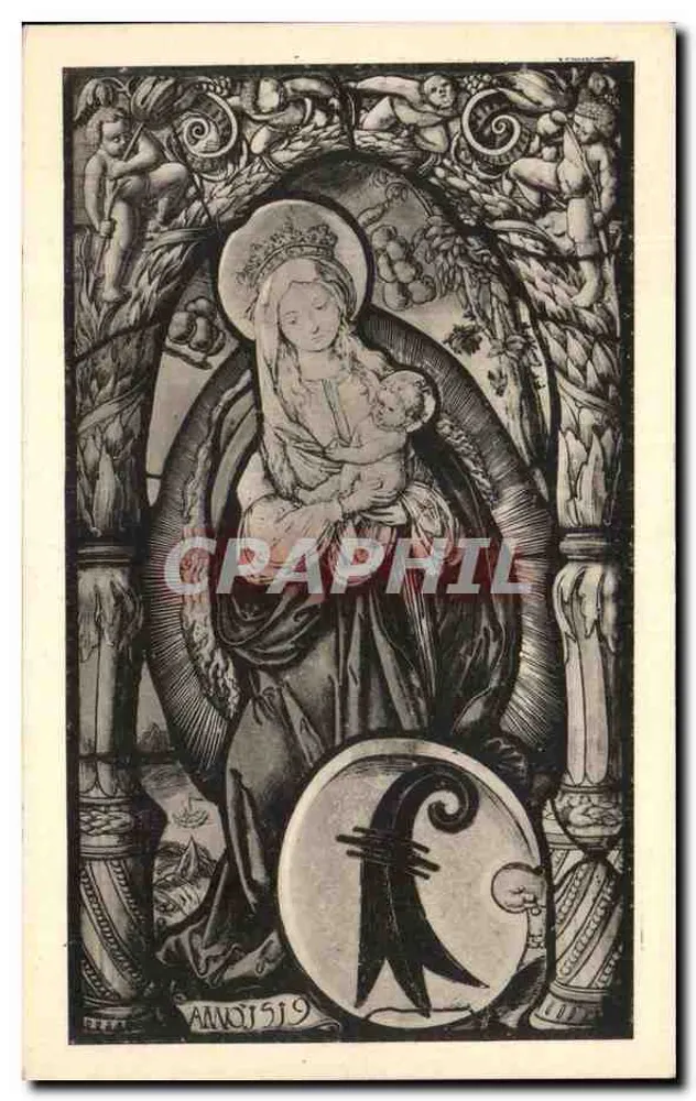 Madonna com o Menino — vitral de 1519 — Lichtdruck Frobenius A.G., Basileia - Frente