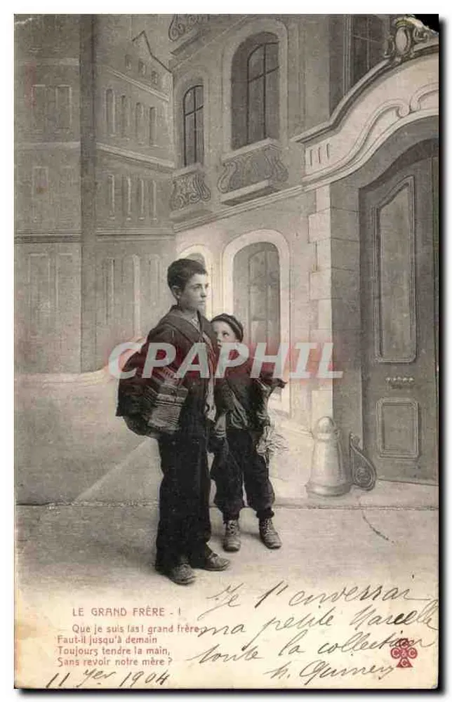 Zwei Jungen vor einem Gebäude — Der Große Bruder — Verlag H. Guinney, Nr. 1 - Vorderseite